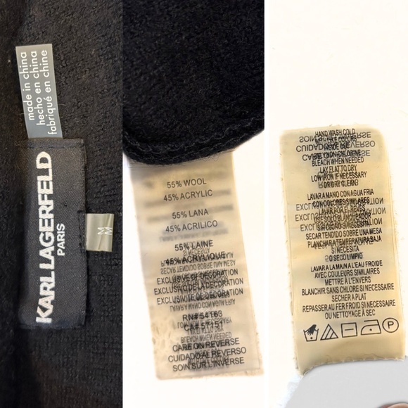 Karl Lagerfeld Paris Lightweight Wool Blend Black & White Jacket Size M - Picture 6 of 7